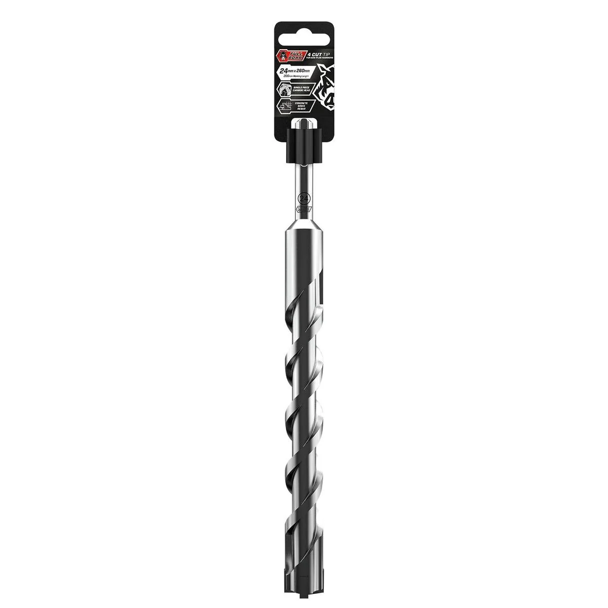 Full Boar 4 Cut Tip - 24mm x 260mm - Carbide - Concrete & Brick