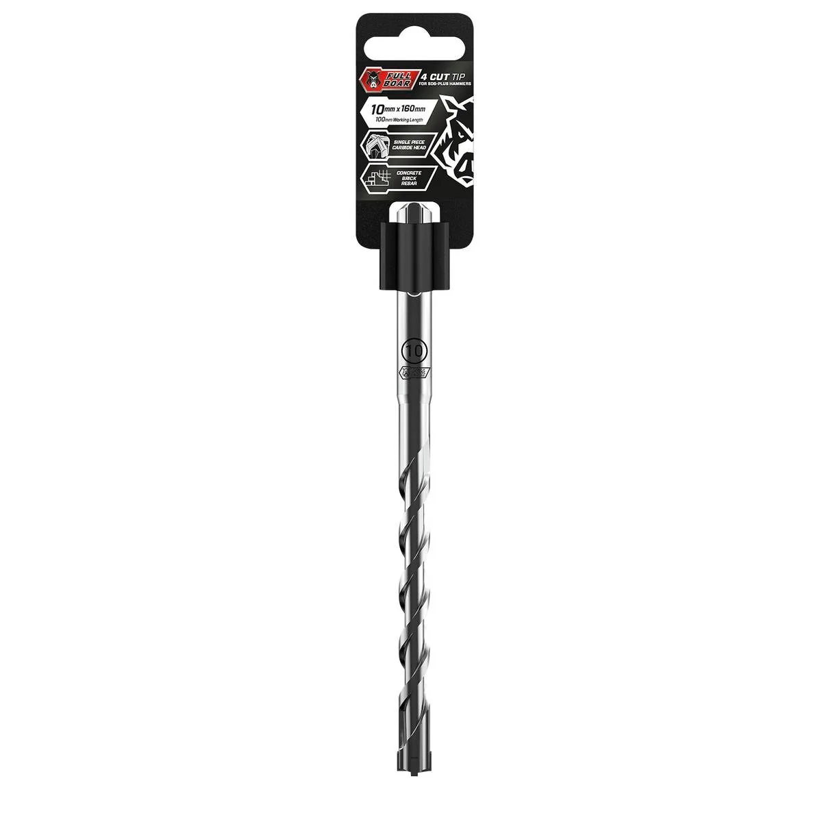 Full Boar 4 Cut Tip Drill Bit - 10mm x 160mm - Carbide - Concrete Use