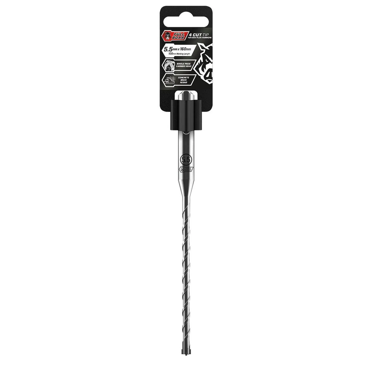 Full Boar 4 Cut Tip Drill Bit - 5.5mm x 160mm - Carbide - Concrete Use