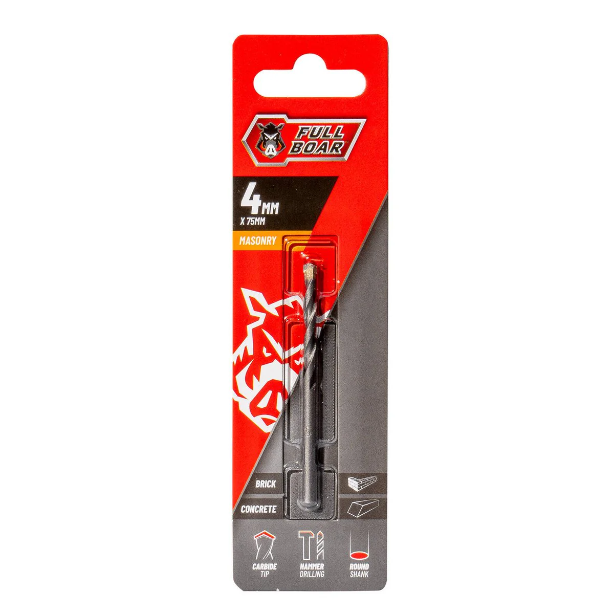 Full Boar 4mm TCT Masonry Drill Bit - High Speed Steel - Durable - Precision
