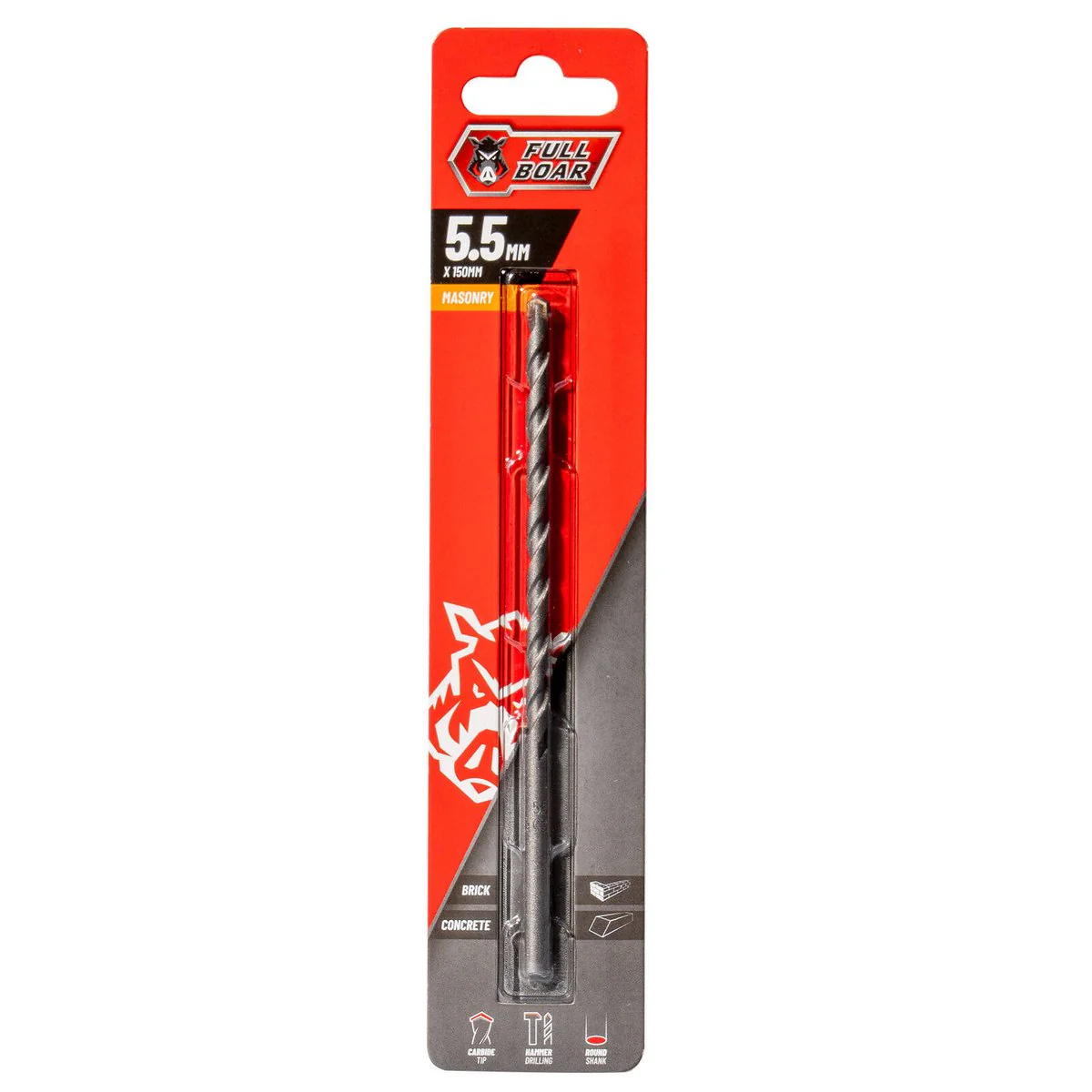 Full Boar 5.5mm TCT Masonry Drill Bit - High-Speed Steel - Durable