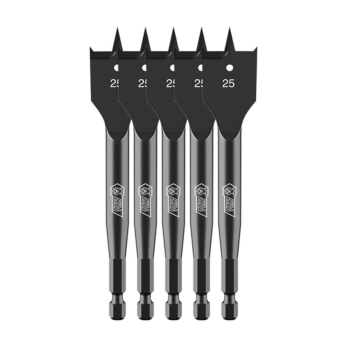Full Boar 5 Piece 25mm Spade Bit Set - Durable Steel - Efficient Drilling