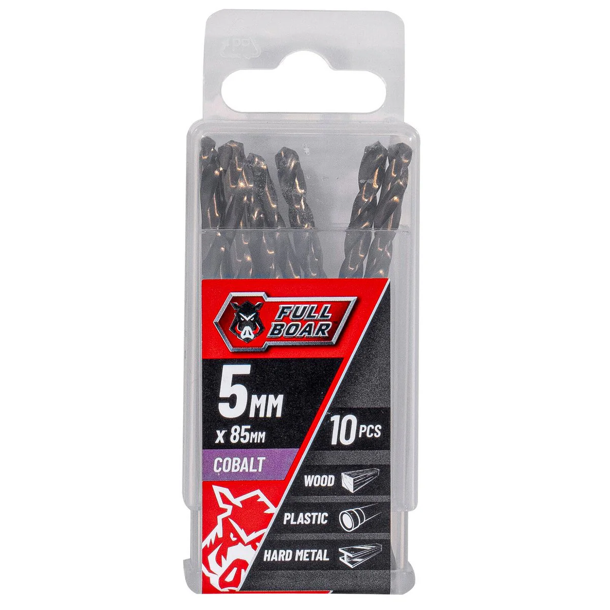 Full Boar 5mm M35 Cobalt Drill Bit 10 Pack - Precision Drilling - Durable