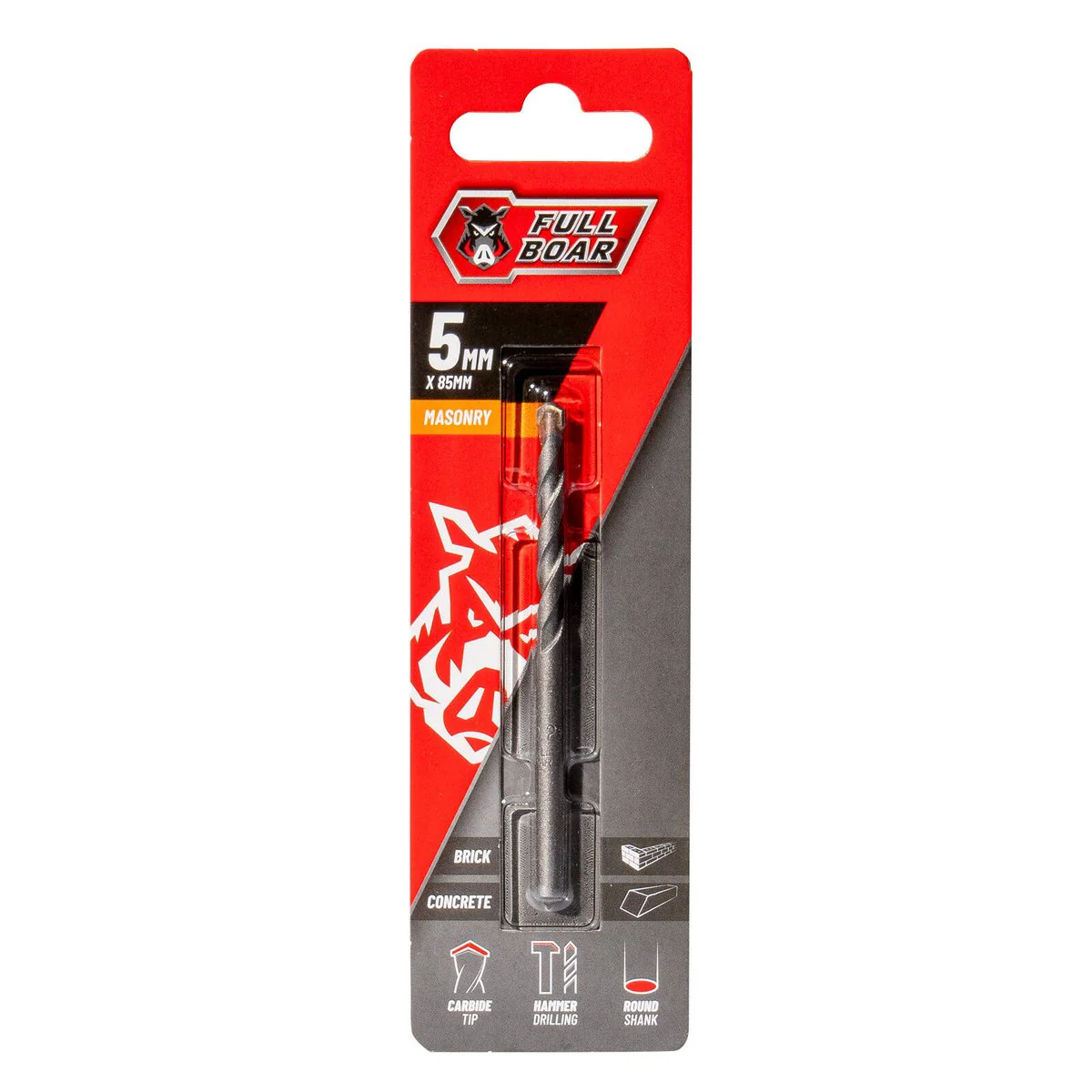 Full Boar 5mm TCT Masonry Drill Bit - Tungsten Carbide - Durable