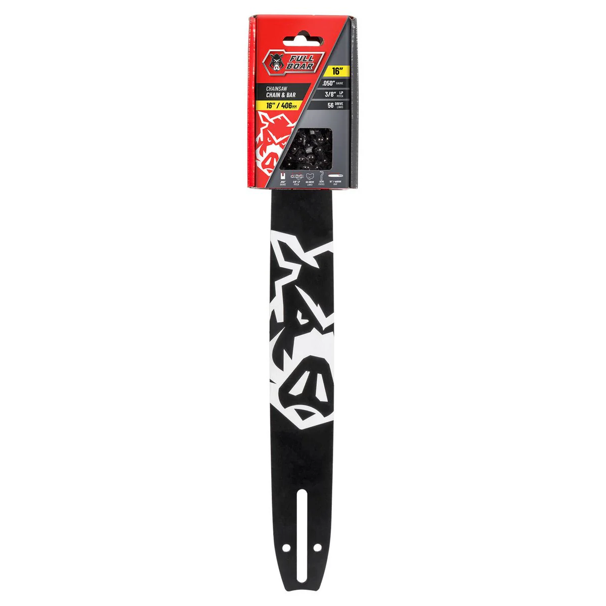 Full Boar Chainsaw Chain and Bar - 16" (406mm) - Semi Chisel - 2 Pieces
