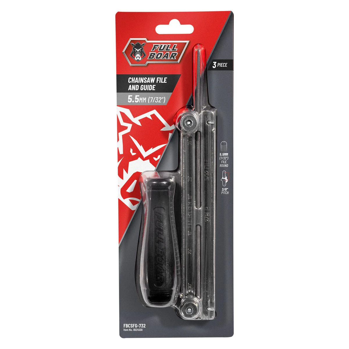 Full Boar Chainsaw File and Guide - 5.5mm (7/32”) - Precision Sharpening Tool