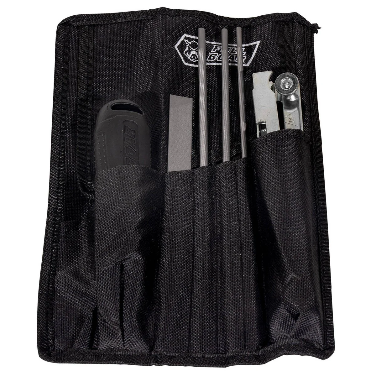 Full Boar Chainsaw Sharpening Kit 7 Piece - 3 Round Files - Portable Pouch - Image 2