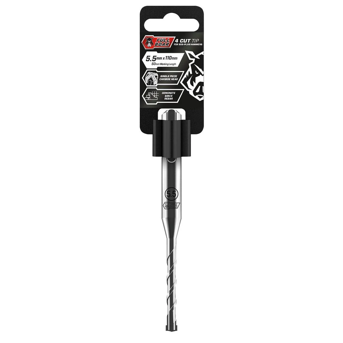 Full Boar Drill Bit - 5.5mm x 110mm - Carbide - 4 Cut Tip