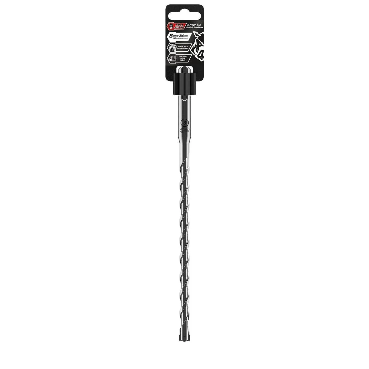 Full Boar Drill Bit - 8mm x 210mm - Carbide - Concrete & Brick