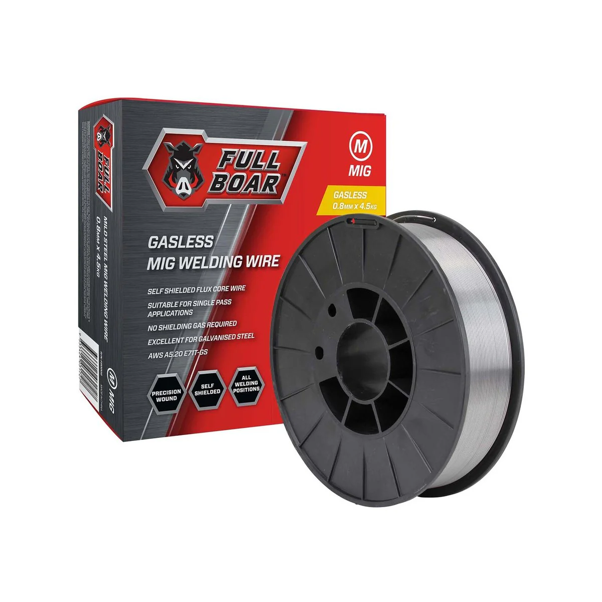 Full Boar Gasless MIG Wire 0.8mm 4.5kg - Low Spatter - Easy Slag Removal - Image 2