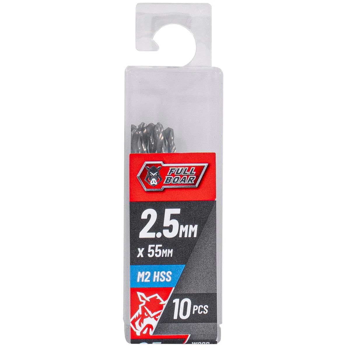 Full Boar HSS Drill Bit 10 Pack - 2.5mm - Precision Drilling in Metal, Wood, Plastics
