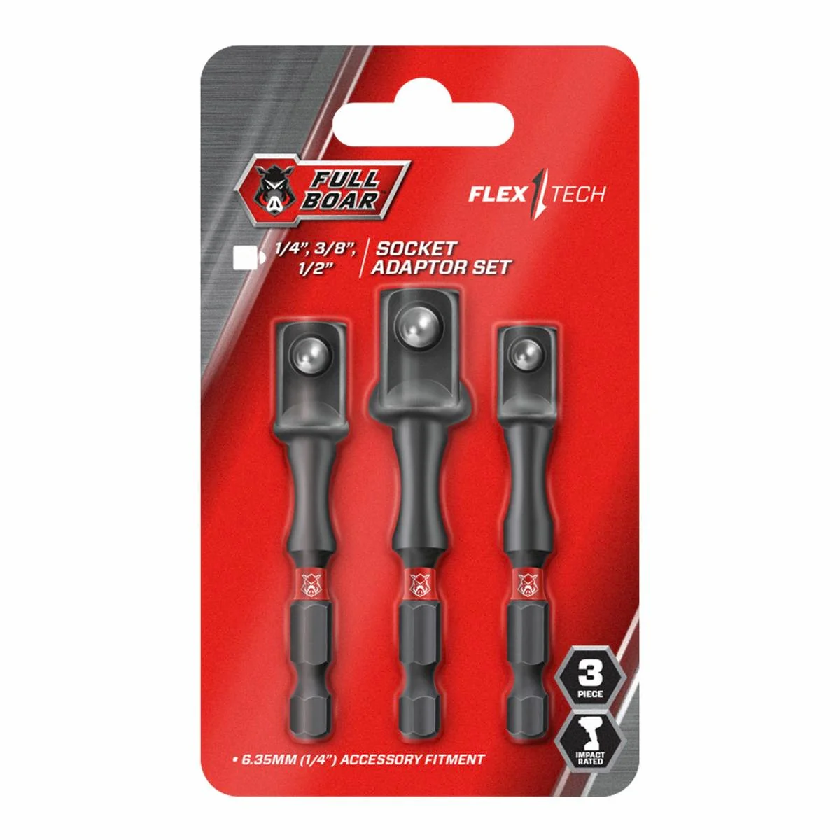 Full Boar Impact Socket Adaptor Set - 3 Piece - S2 Steel - High Torque