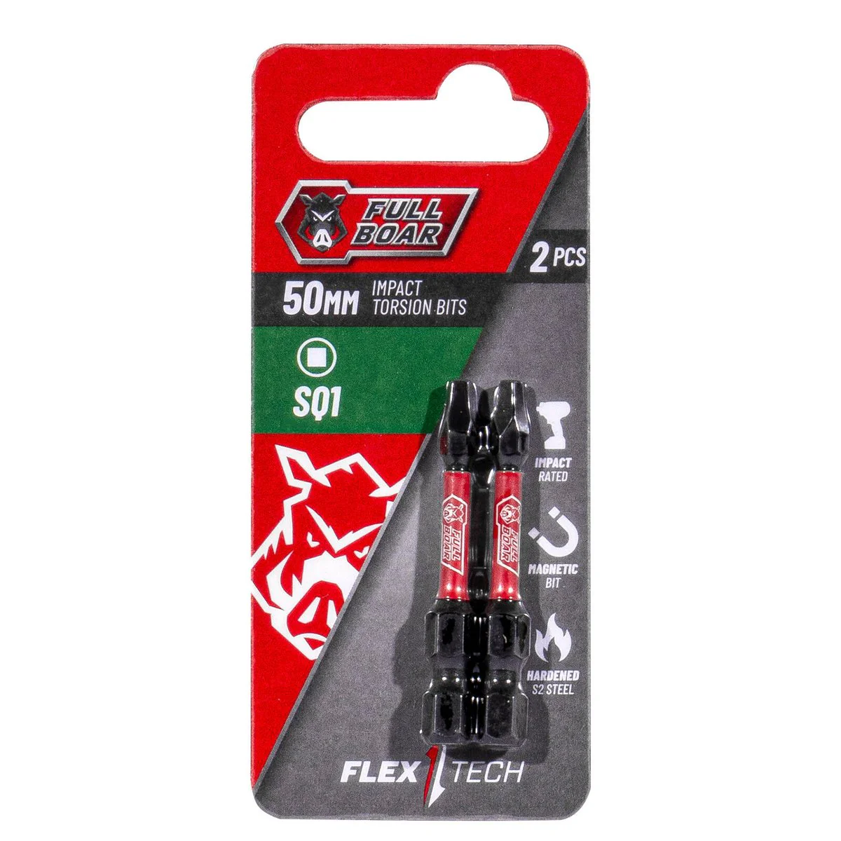 Full Boar Impact Torsion Bits Set - 2 Pack - 50mm - S2 Steel - High Torque