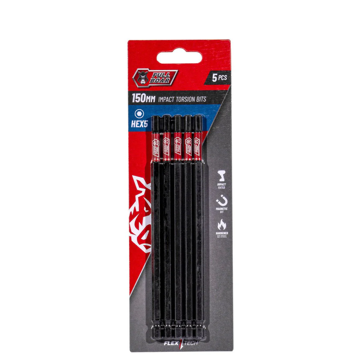 Full Boar Impact Torsion Bits Set - 5 Pack - 150mm - High Torque Durability