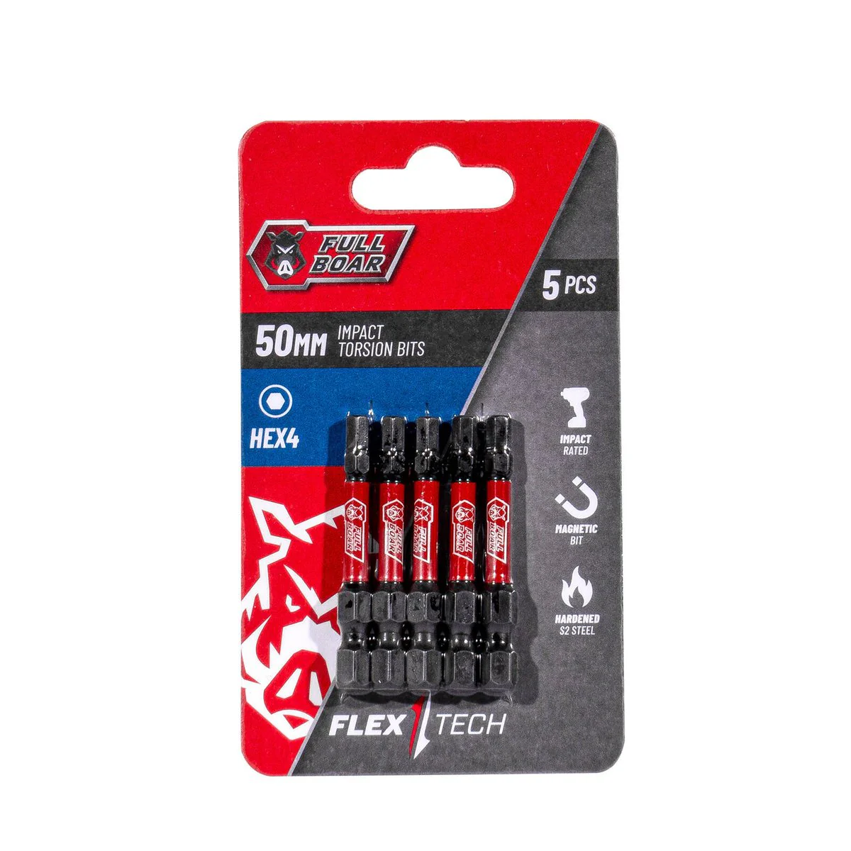 Full Boar Impact Torsion Bits Set - 5 Pack - 50mm - Durable & Precision