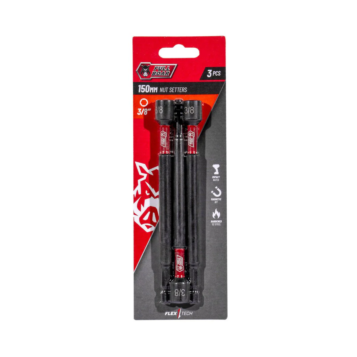 Full Boar Magnetic Impact Nut Setters 3 Pack - 3/8" x 150mm - Durable, High-Torque