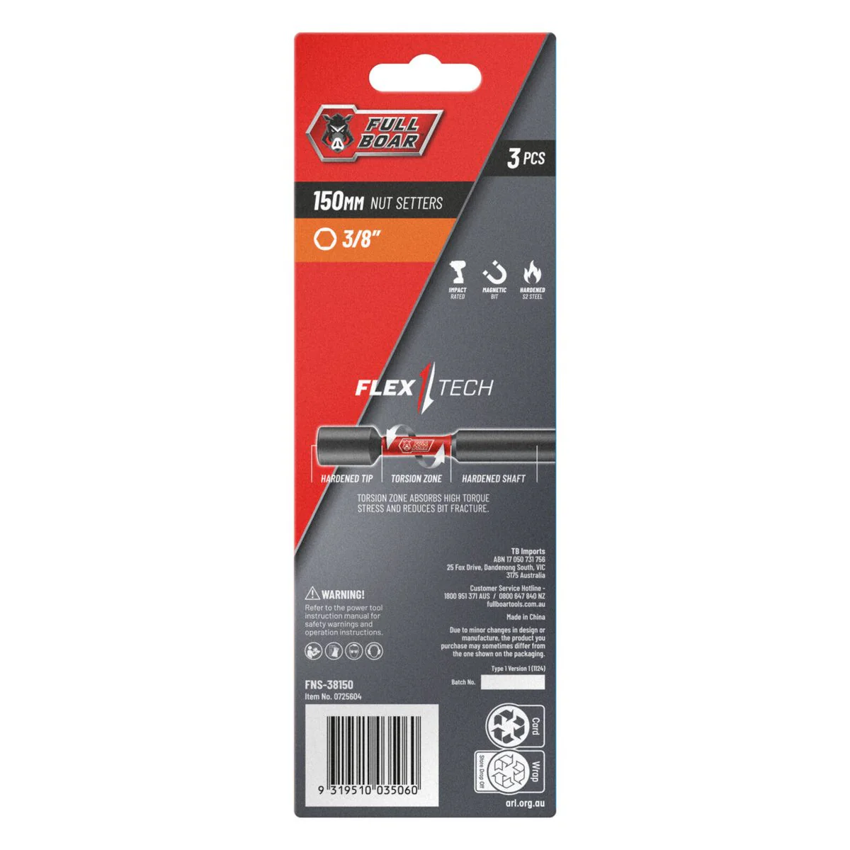 Full Boar Magnetic Impact Nut Setters 3 Pack - 3/8" x 150mm - Durable, High-Torque - Image 2