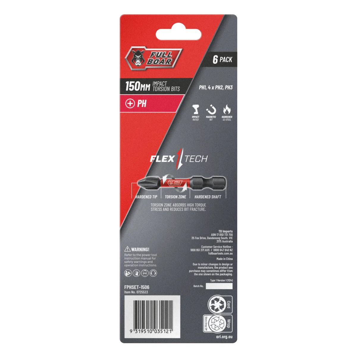 Full Boar PH x 150mm Impact Torsion Bits Set - 6 Pack - Image 2