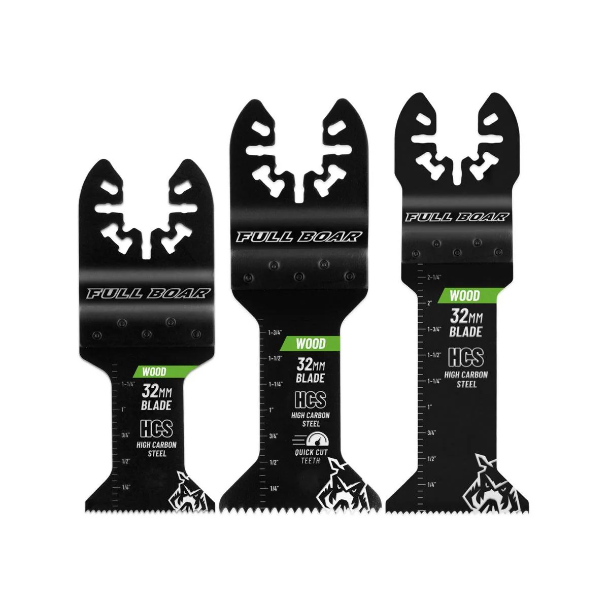 Full Boar Plunge Cut Multi Tool Blade Set - 3 Pieces - High Carbon Steel - 32mm & 38mm Blades