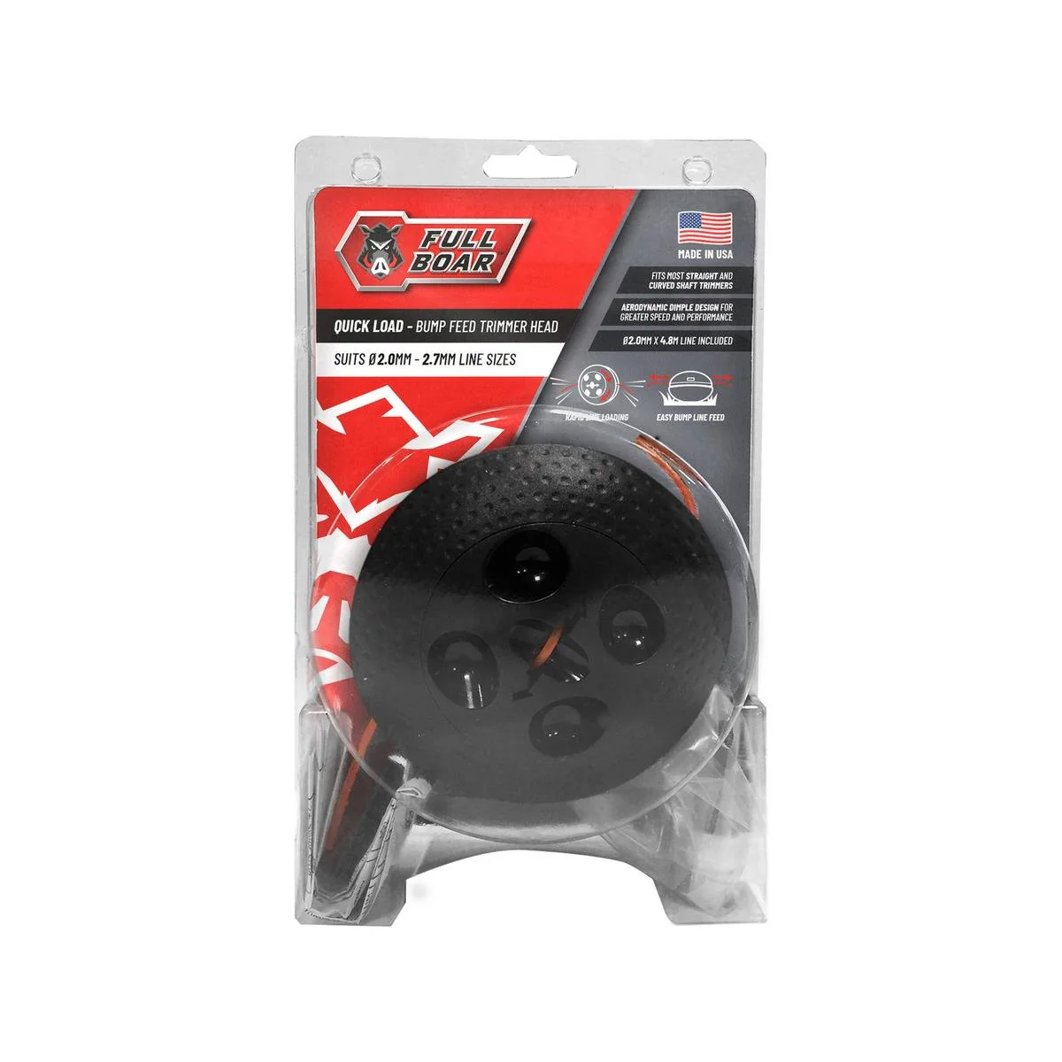 Full Boar Quick Load Bump Feed Trimmer Head FBTHBF 2027 - 90mm x 250mm - Efficient Line Deployment