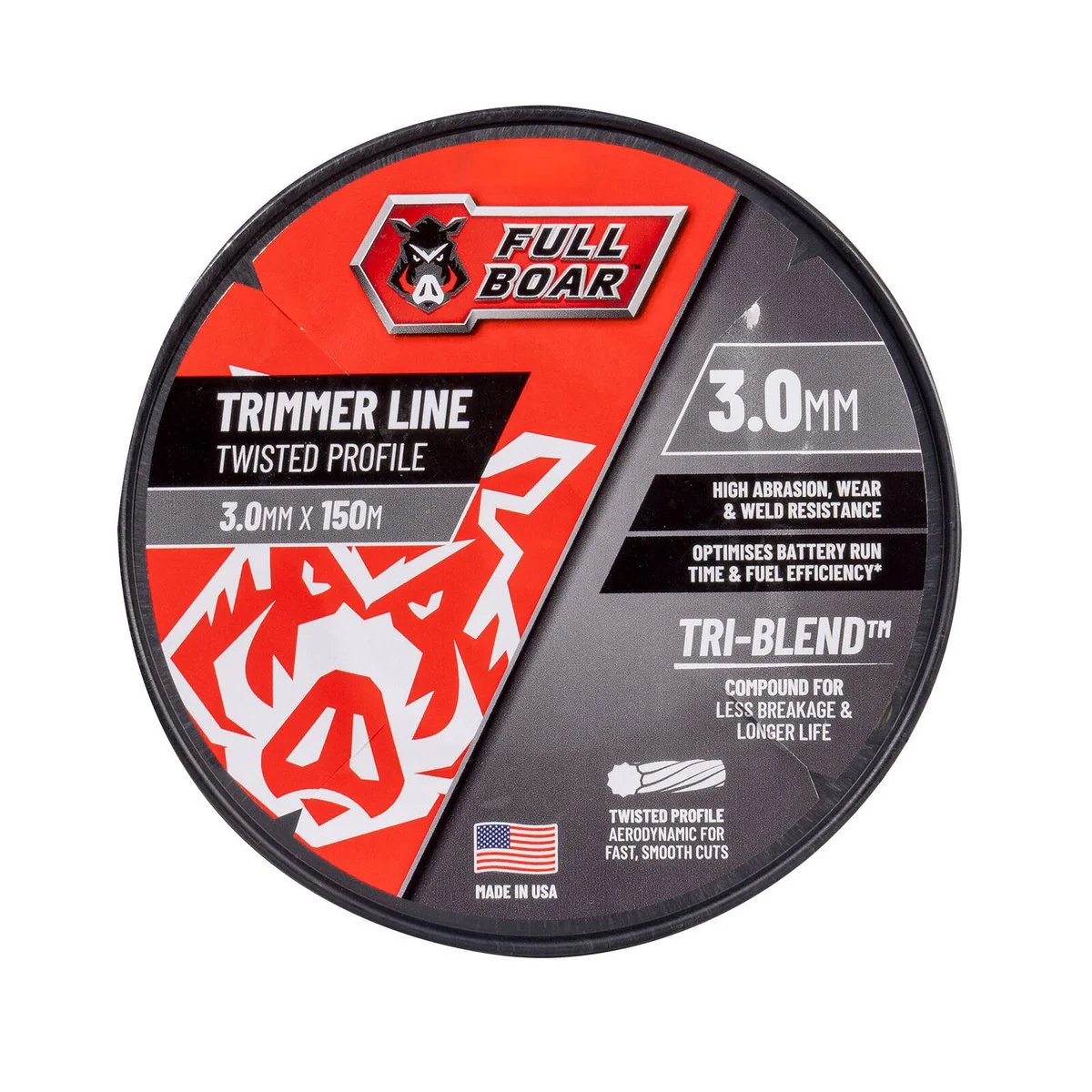 Full Boar Trimmer Line 3.0mm x 150m - Twisted Profile - Durable & Efficient
