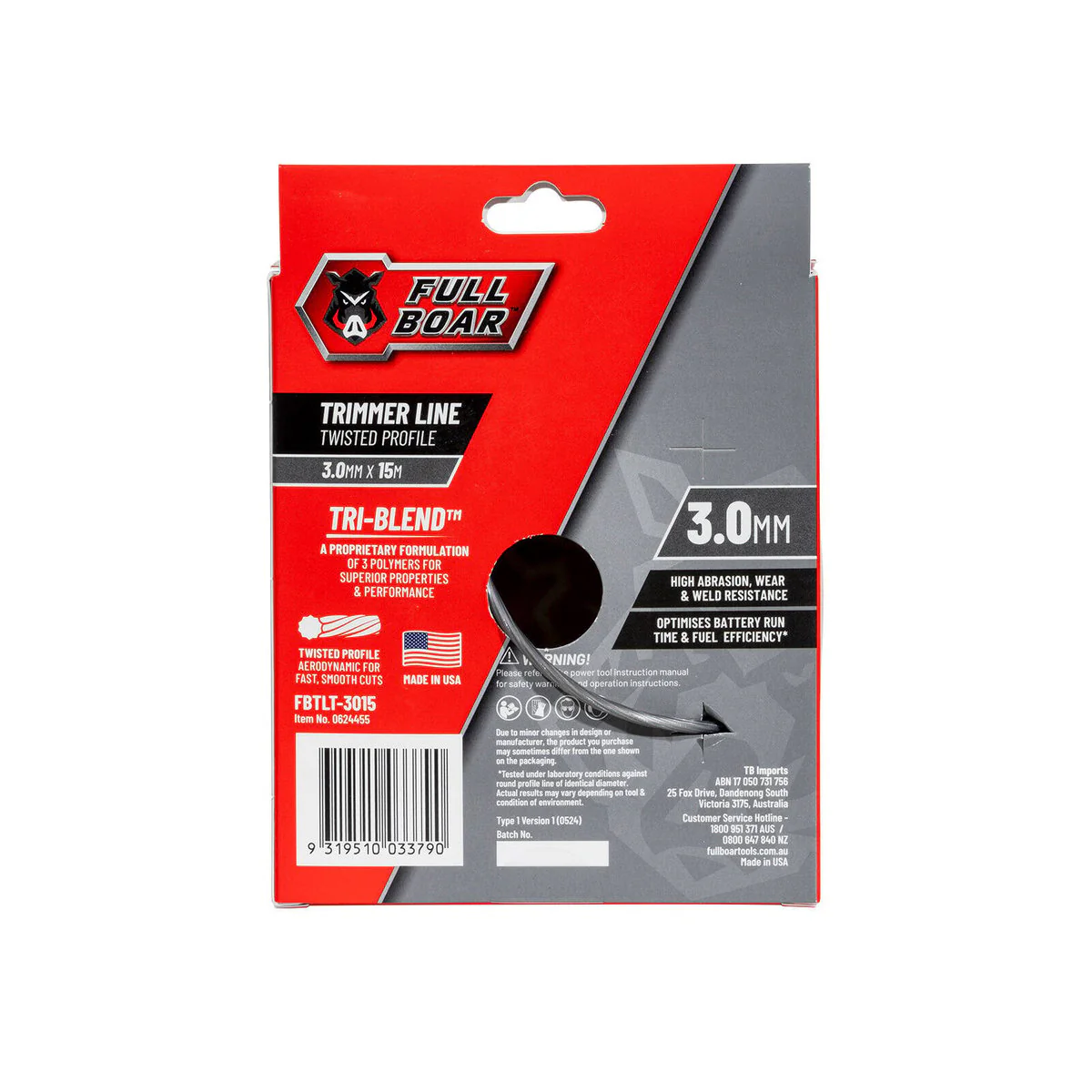 Full Boar Trimmer Line - 3.0mm x 15m - Twisted Profile - Durable & Efficient - Image 2