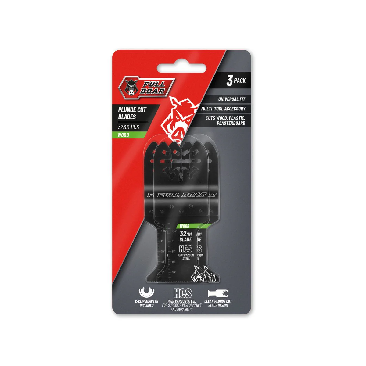 Full Boar Wood Flush Cut Multi Tool Blade 3 Pack - 32mm - High Carbon Steel - Image 2