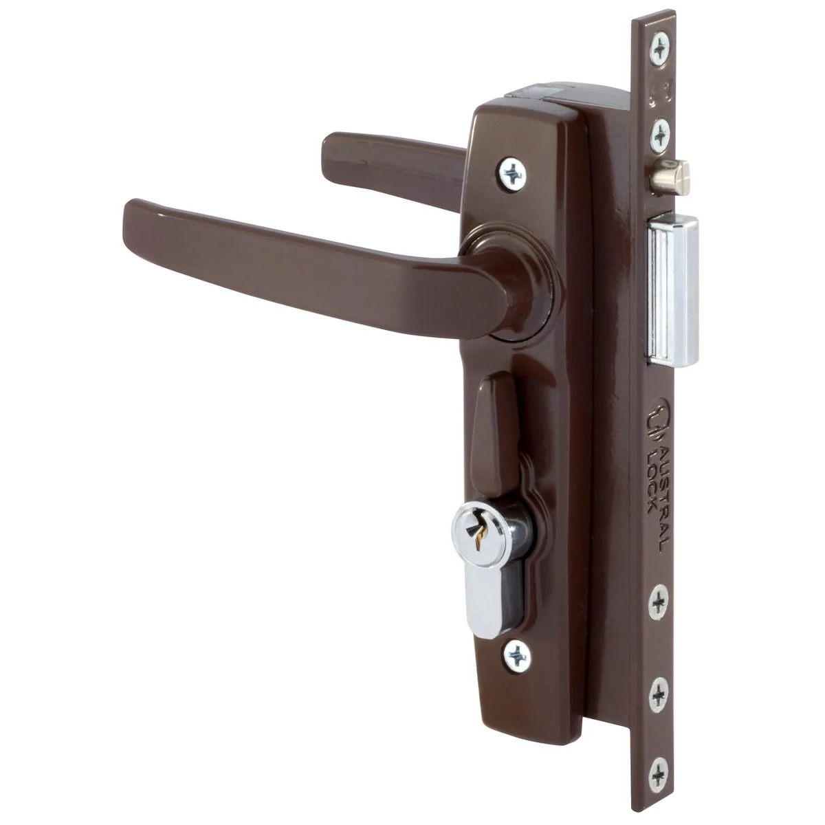 Gainsborough Brown Hinged Security Door Deadlock - 30mm x 175mm - Self-Latching