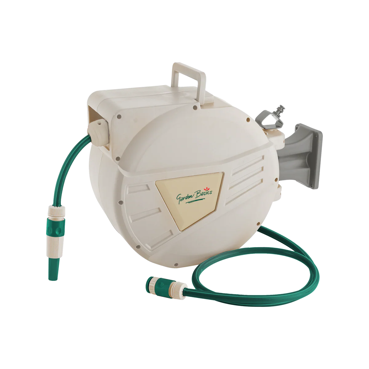 Garden Basics 30m Auto Rewind Hose Reel - Wall-Mounted - 12mm Nozzle