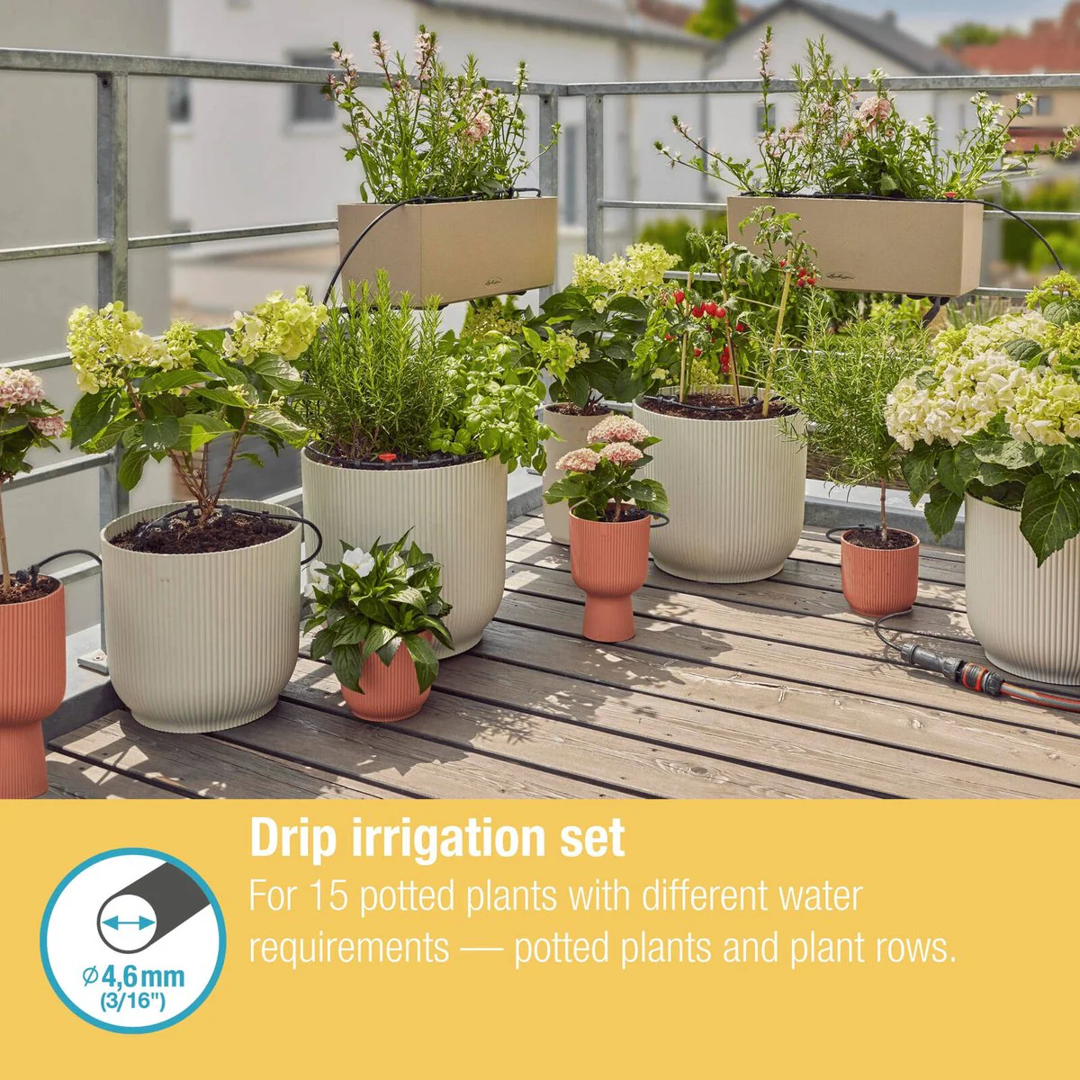 Gardena Micro Irrigation Balcony Set - 15 Plants - 20m Supply Pipe - Black - Water-Saving Drip System - Image 3
