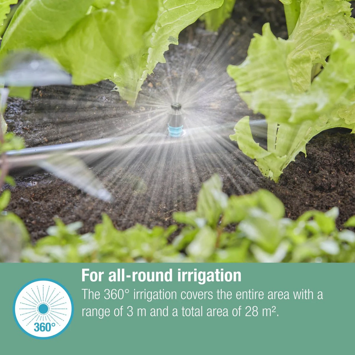 Gardena Micro Irrigation Spray Nozzle 360° - 5 Pack - 3m Range - Black/Turquoise - Image 3