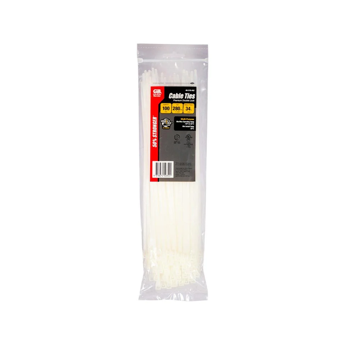 Gardner Bender Double Lock Cable Ties 100 Pack - 280 x 4mm - 34KG Strength