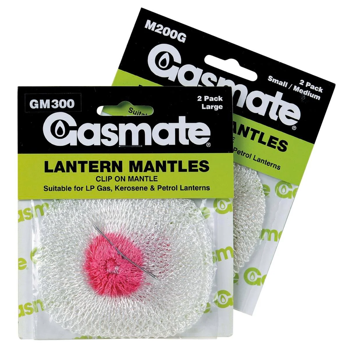 Gasmate Gas Lantern Replacement Mantle 2 Pack Small - 4mm x 90mm - White - Gas Powered