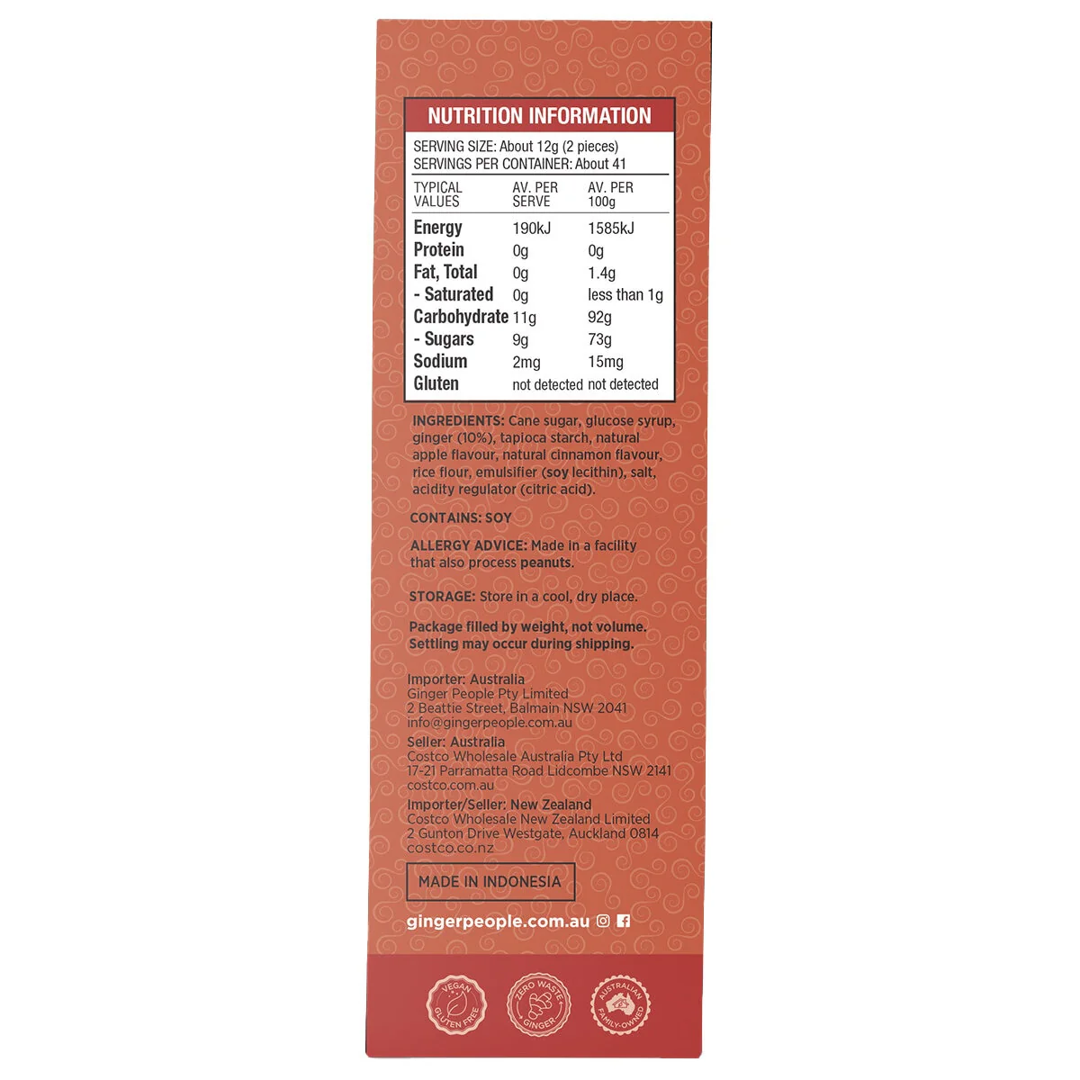Gin Gins Spicy Apple Ginger Chew 500g Travel Chews The Ginger People - Image 3