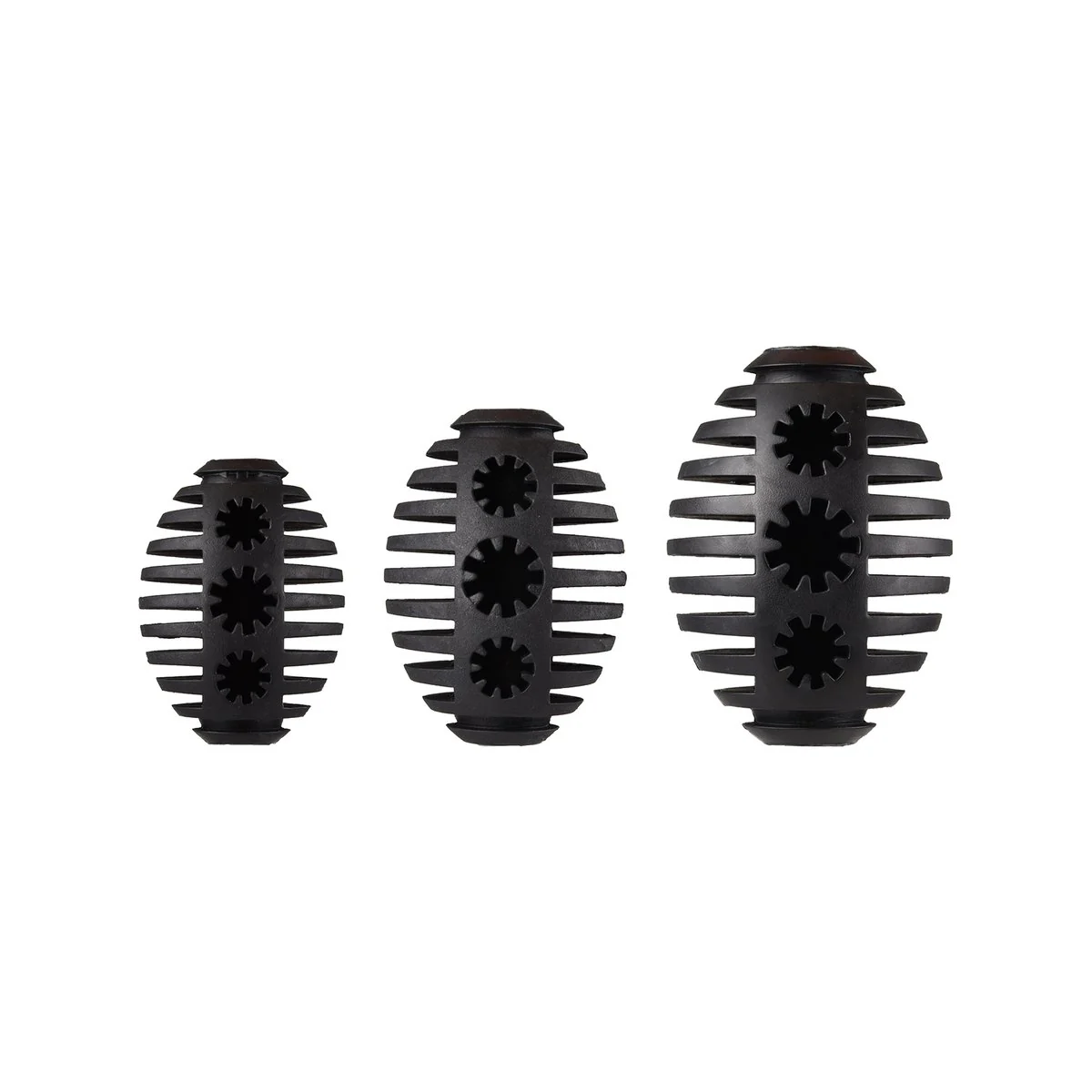 Gladiator 12cm Black Rubber Rugby Dog Toy - Durable - Dental Care - Treat Filling - Image 3