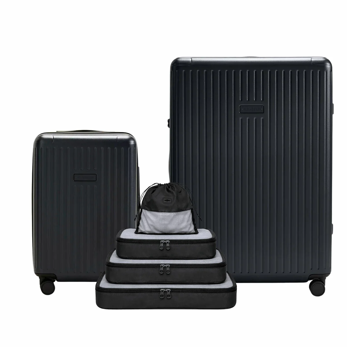 Globite Durable 2-Piece Luggage Set with 4 Packing Cubes Black Polycarbonate - Image 19