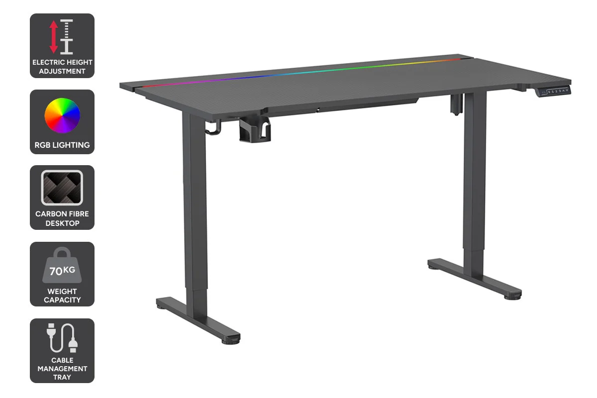 Gorilla Gaming RGB Electric Standing Desk 140 x 73cm