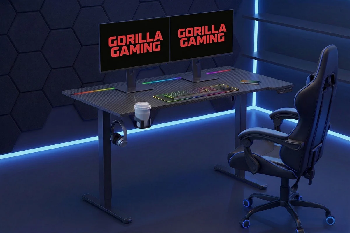 Gorilla Gaming RGB Electric Standing Desk 140 x 73cm - Image 3