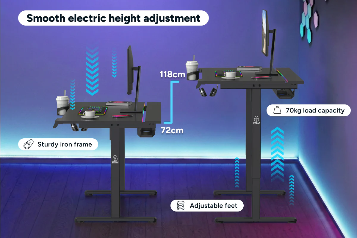 Gorilla Gaming RGB Electric Standing Desk 140 x 73cm - Image 4