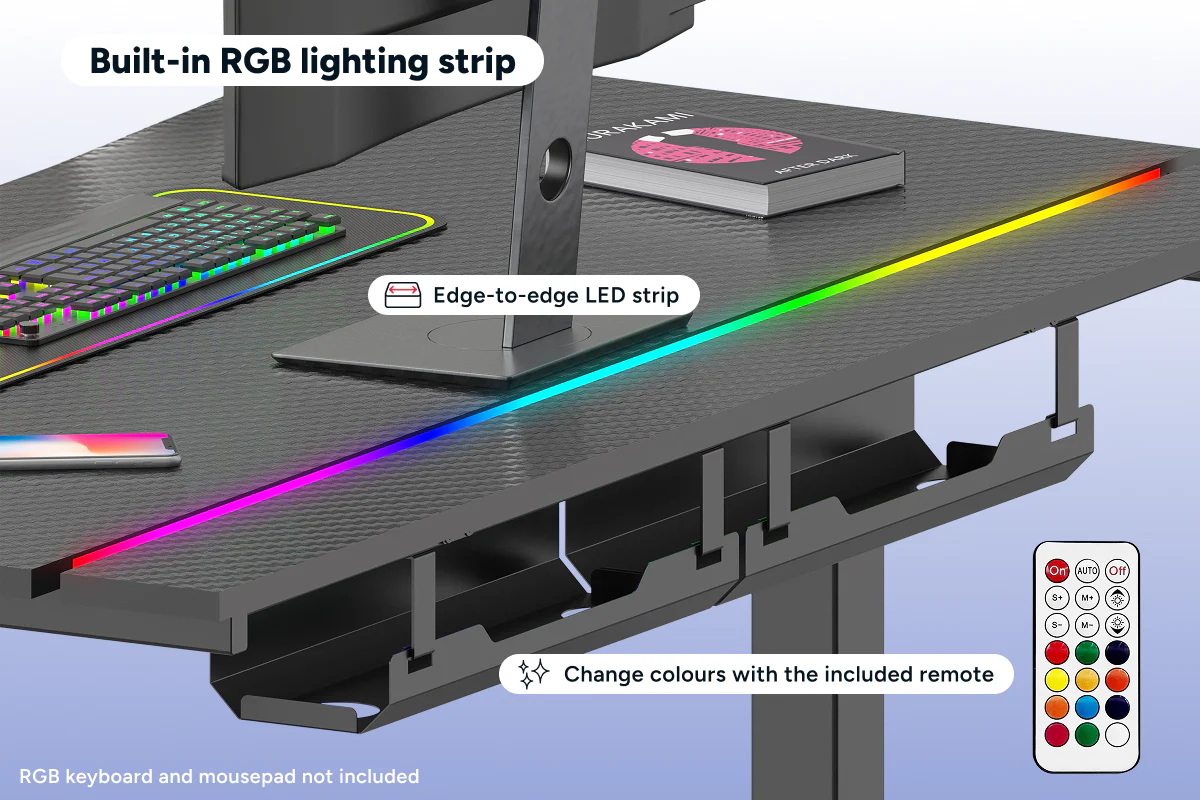 Gorilla Gaming RGB Electric Standing Desk 140 x 73cm - Image 7