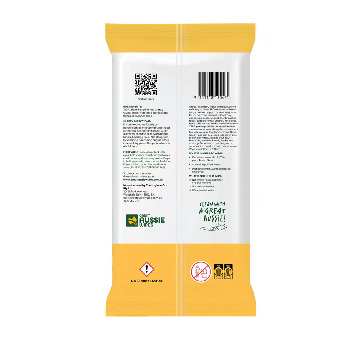 Great Aussie Large BBQ Wipes 25 Pack - Food Safe - Plant-Based - 158mm x 237mm - Image 2