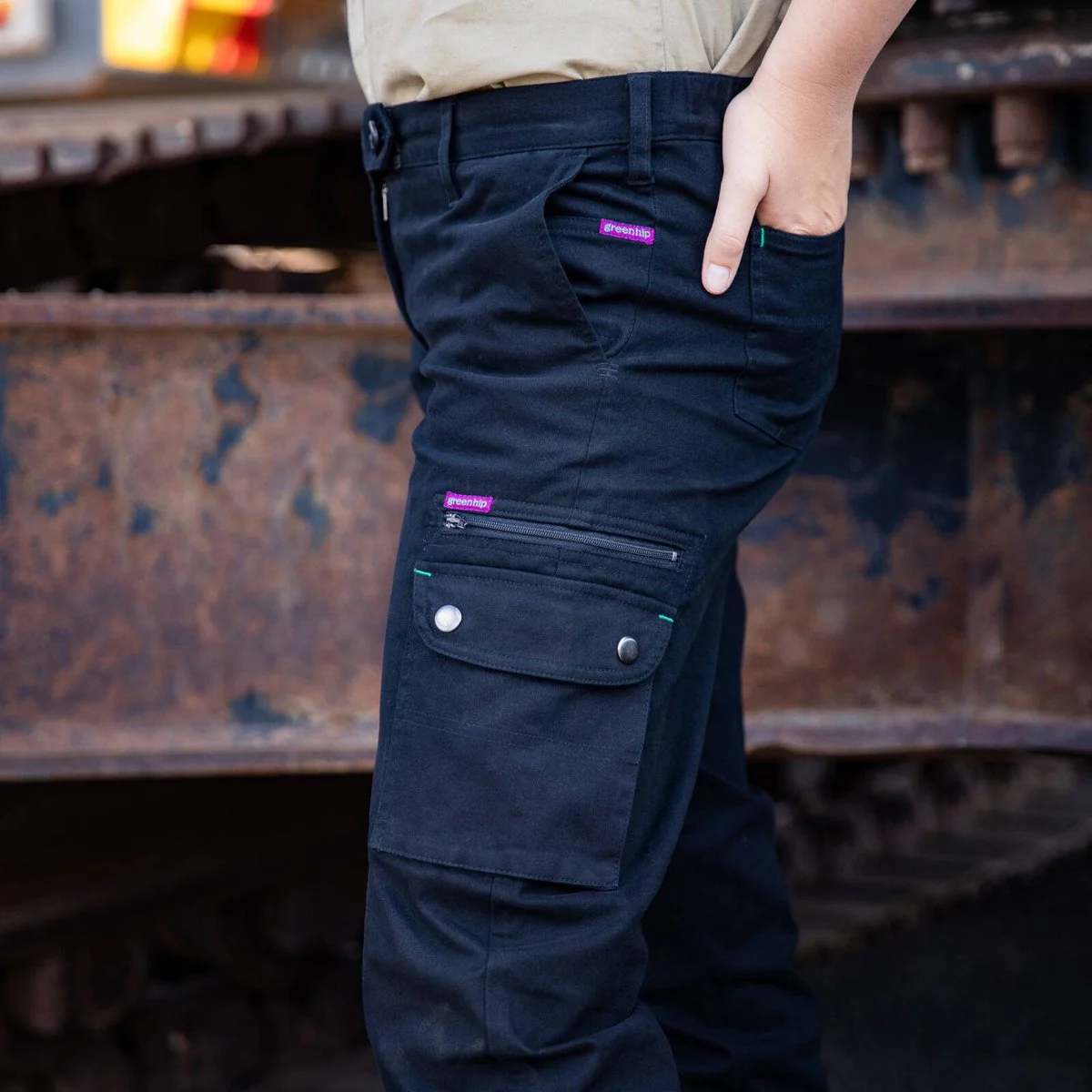 Green Hip Give Cargo Pants Black Size 18 - Cotton Stretch - UPF 50+ - Image 5
