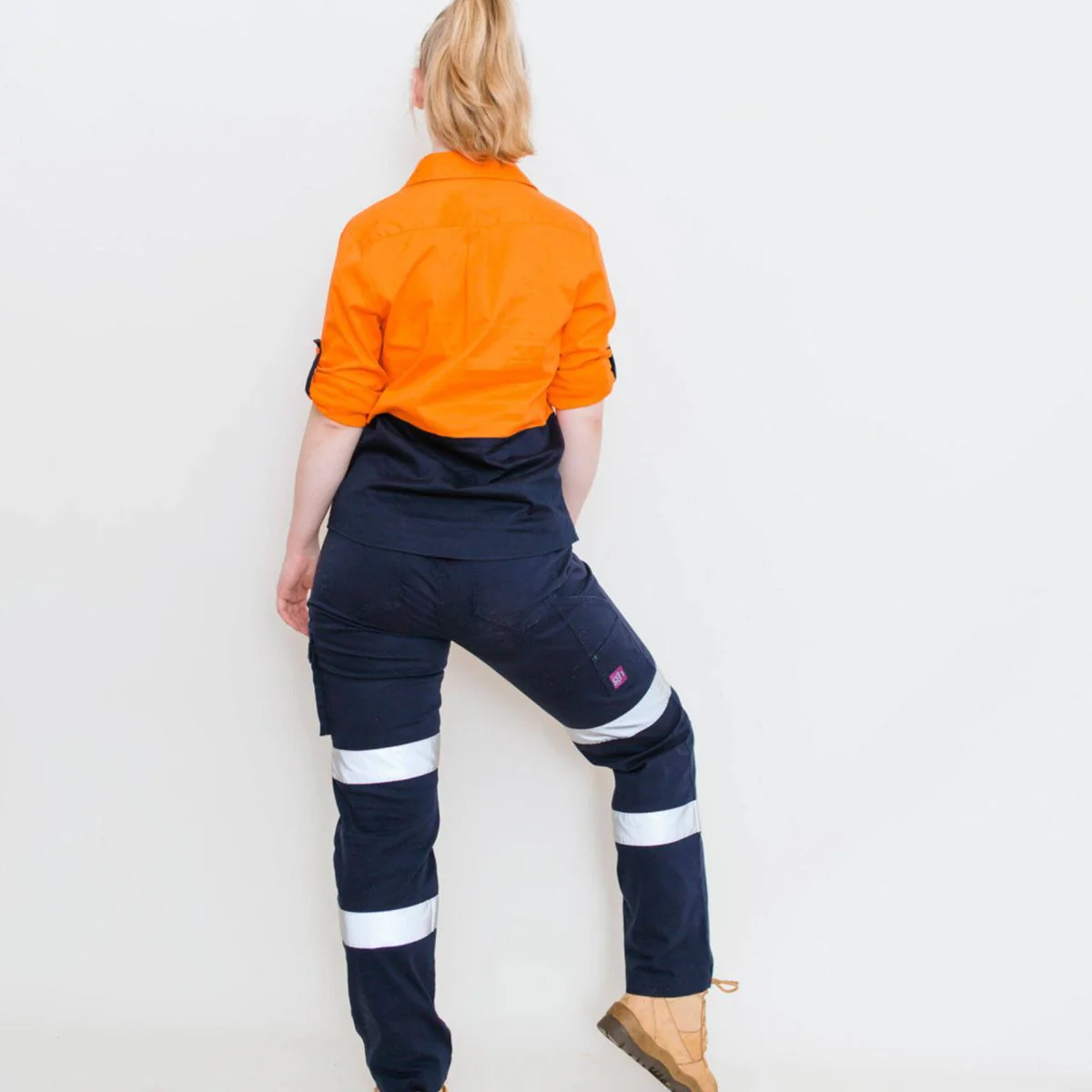 Green Hip Long Sleeve Hi-Vis Shirt - Women's Size 6 - Orange/Blue - UPF 50+ - Image 3