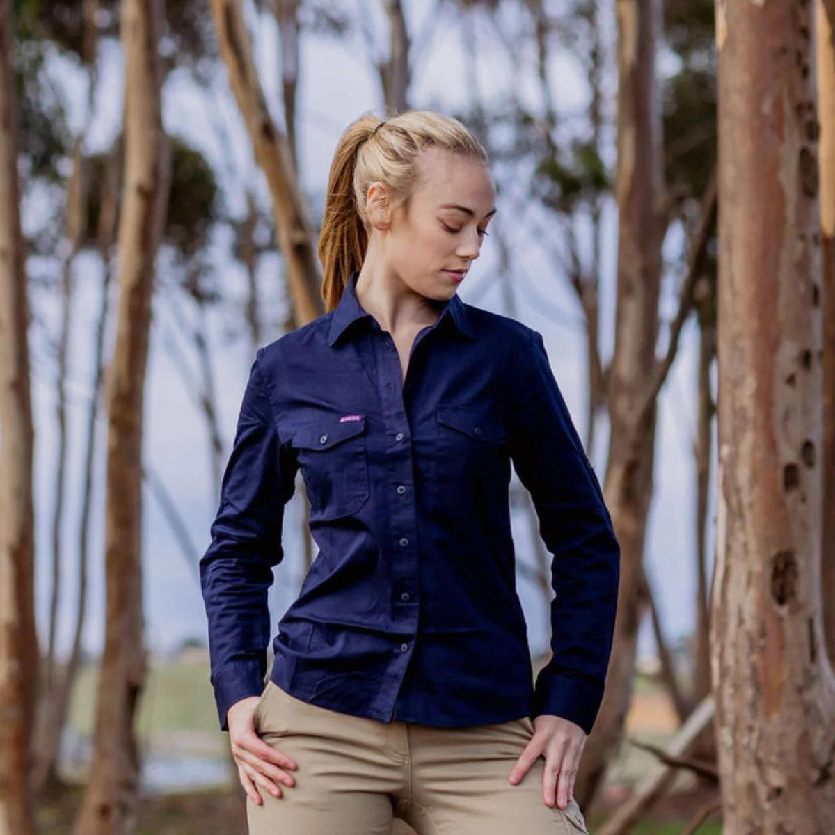 Green Hip Long Sleeve Shirt - Size 14 - Navy Blue - UPF 50+ Sun Protection - Image 5