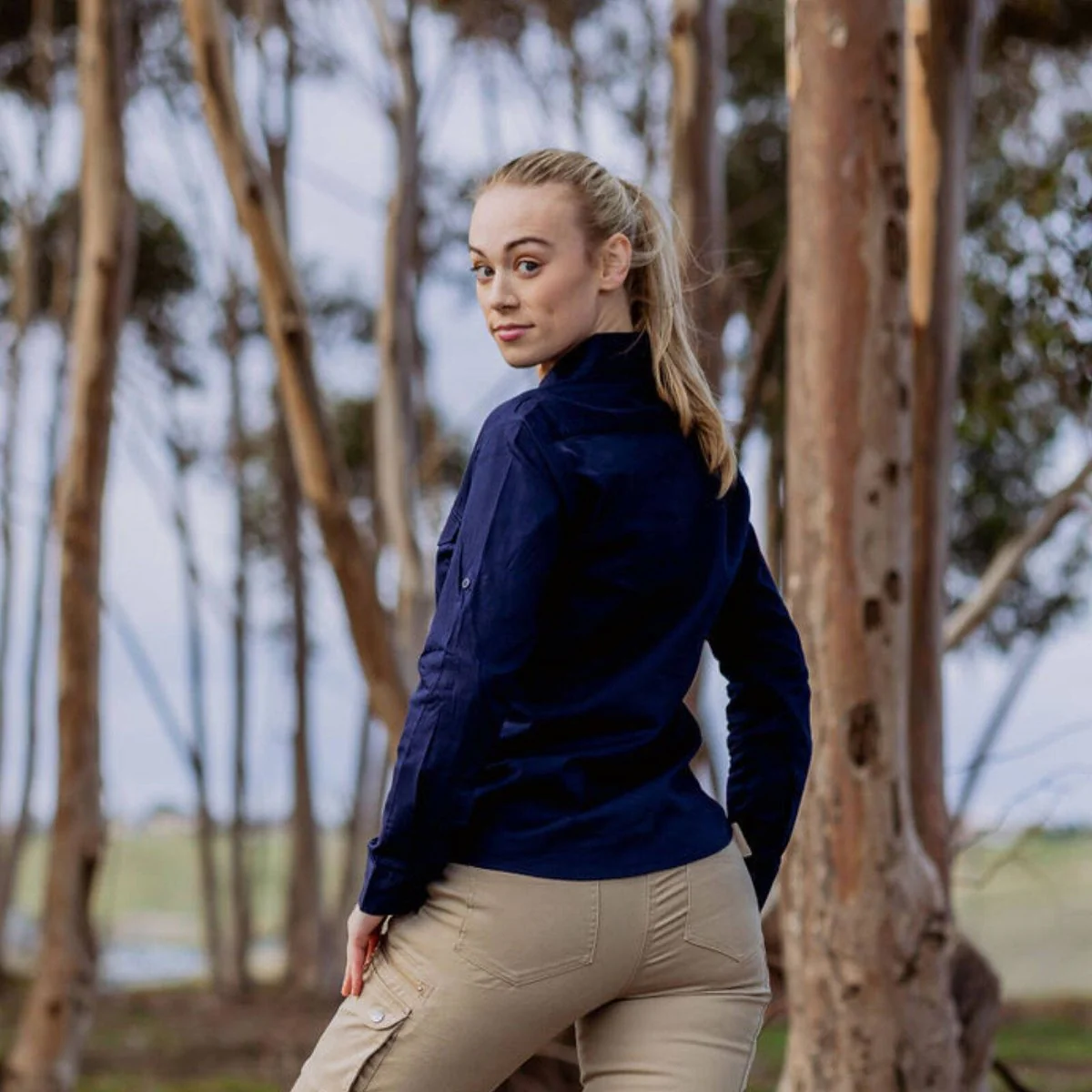 Green Hip Long Sleeve Shirt - Size 8 - Navy Blue - UPF 50+ Sun Protection - Image 3