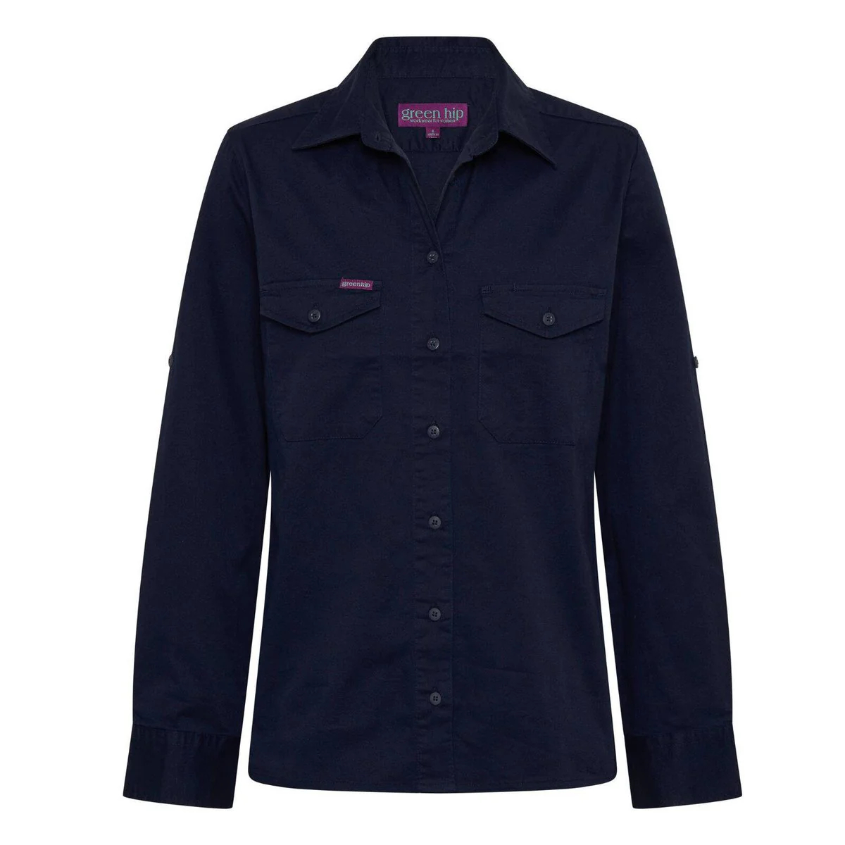 Green Hip Long Sleeve Shirt - Women's Size 10 - Navy Blue - UPF 50+ Sun Protection