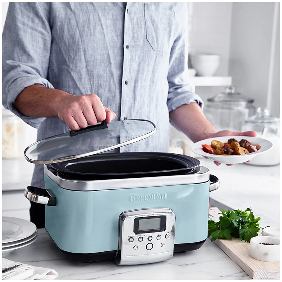 GreenPan 6L Slow Cooker Capacity CC005725-003 Blue Haze - Image 4