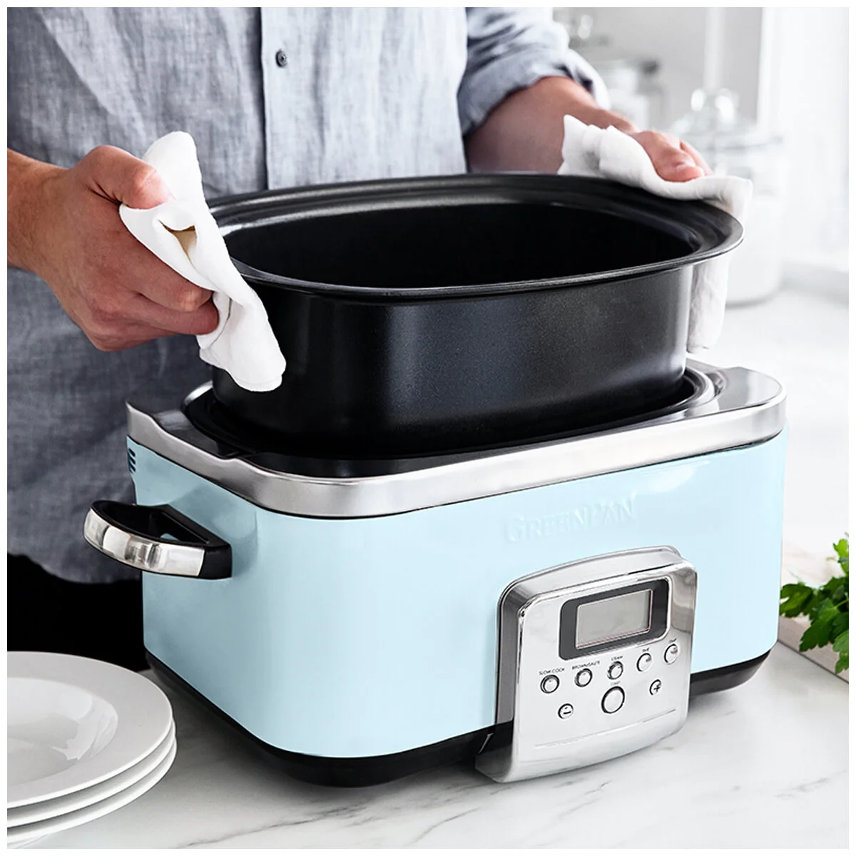 GreenPan 6L Slow Cooker Capacity CC005725-003 Blue Haze - Image 5