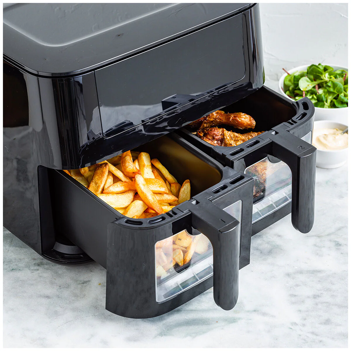 GreenPan Bistro 2 Basket Dual Zone Air Fryer 4+4L 1800W CC008077-001 Black