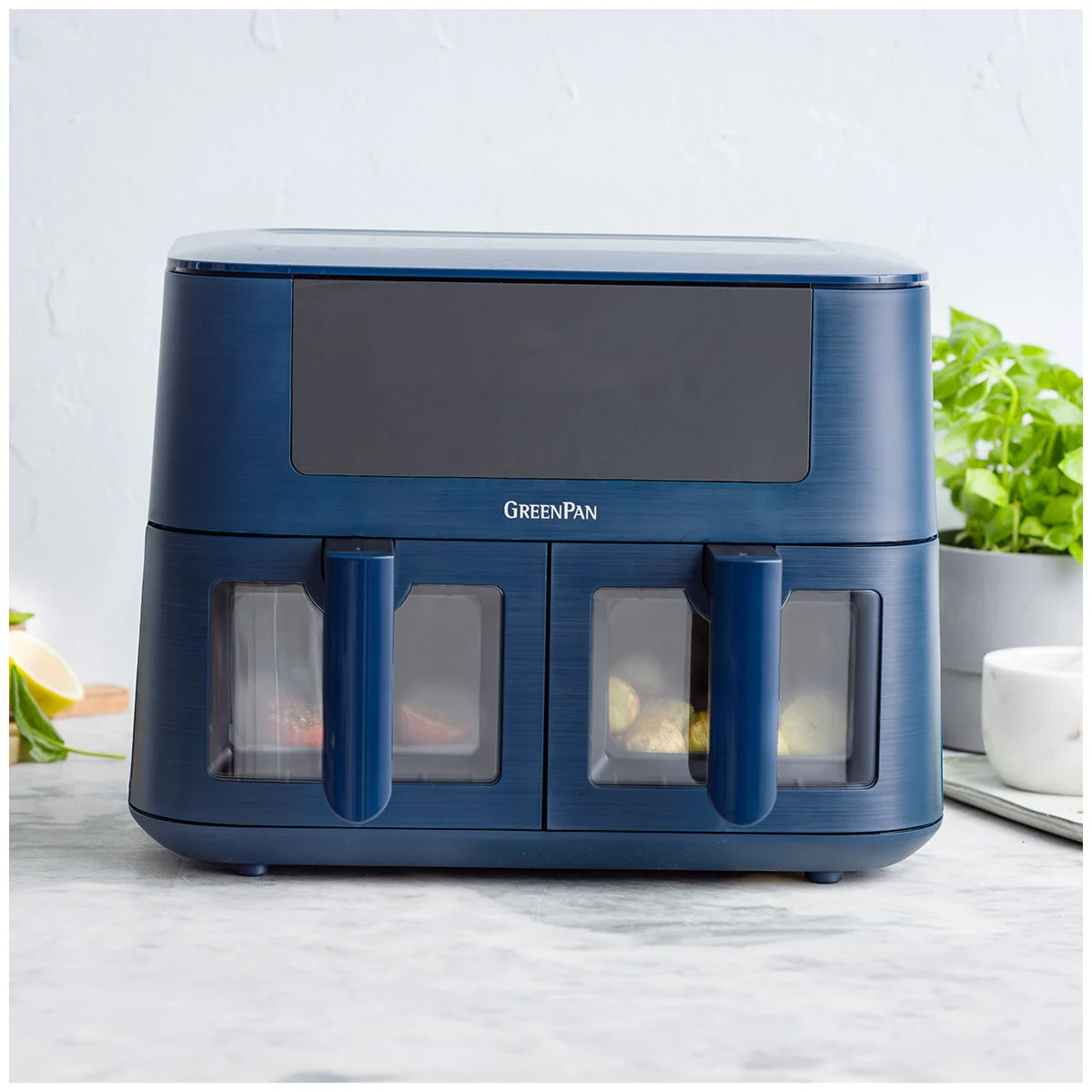 GreenPan Bistro Dual Zone Air Fryer 2x4L CC009332-001 Oxford Blue - Image 5